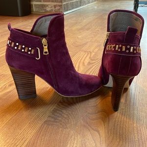 Zip up purple suede ankle boots. Barely worn! Originally paid $45.